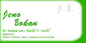 jeno bokan business card